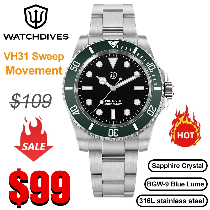 Luxury Watch With Green Dial - Watchdives WD1680Q V2 Green Dial Quartz