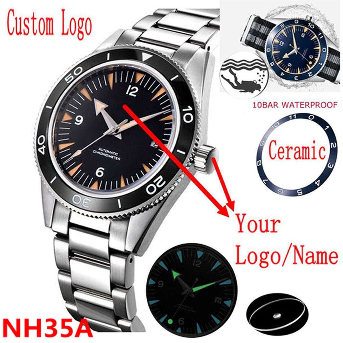 Custom Logo NH35 Movement Watc - Luxury Watch Market 评论和价格
