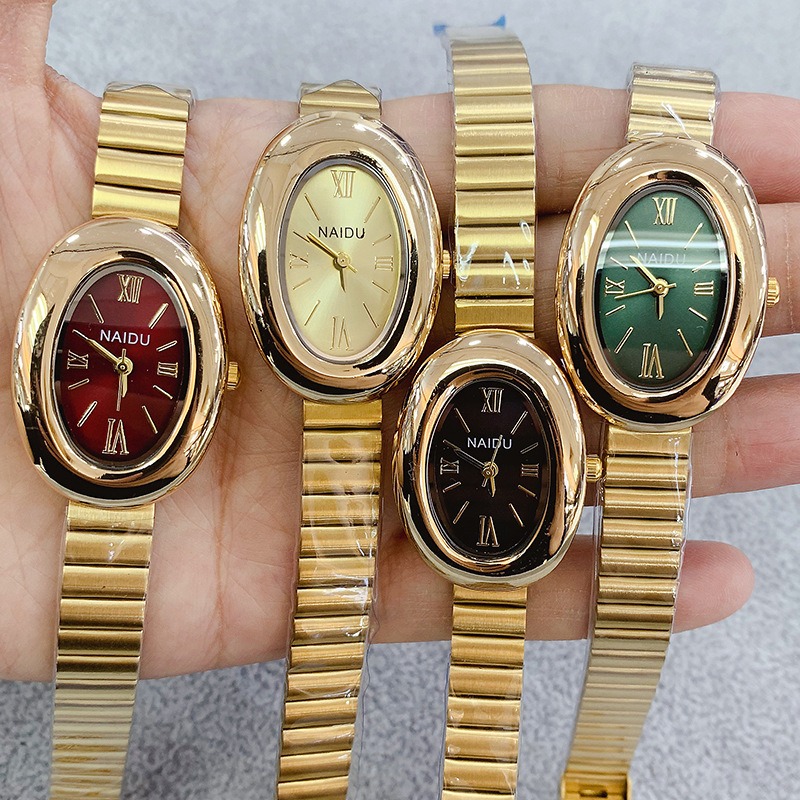 Luxury Brand Gold Oval Women Q - Luxury Watch Green 评论和价格